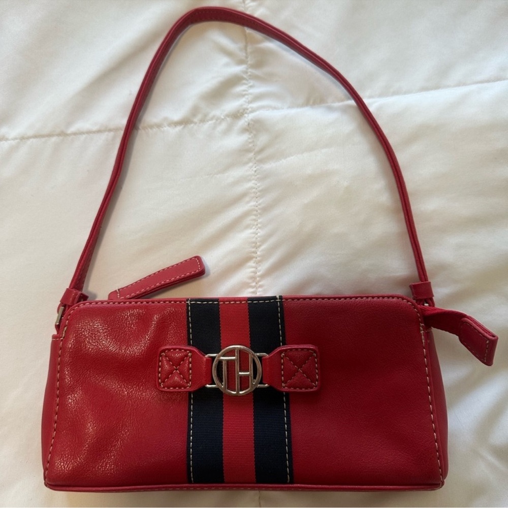 Vintage Tommy Hilfiger Red Designer Shoulder Bag